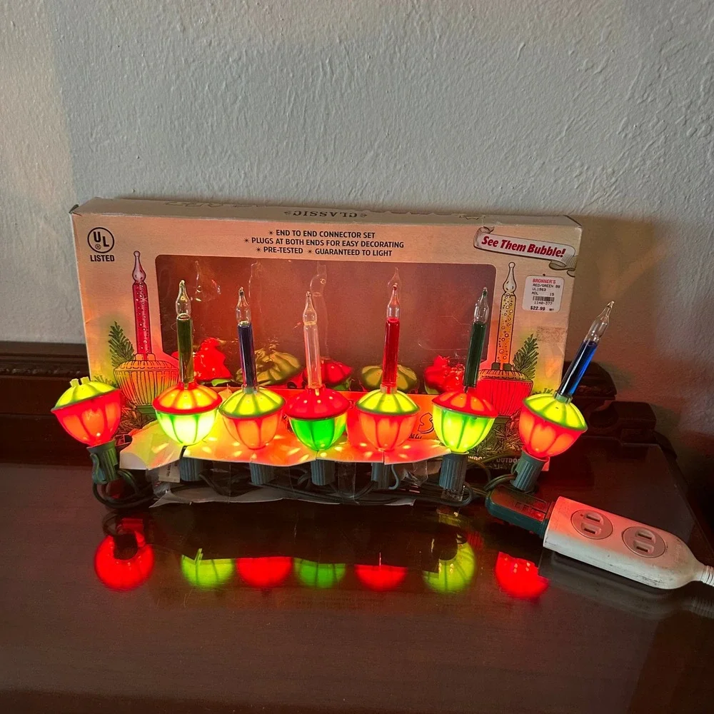 Kurt S Adler Classic 7 Bubble Light Set Christmas Decor UL1963 Multi Color